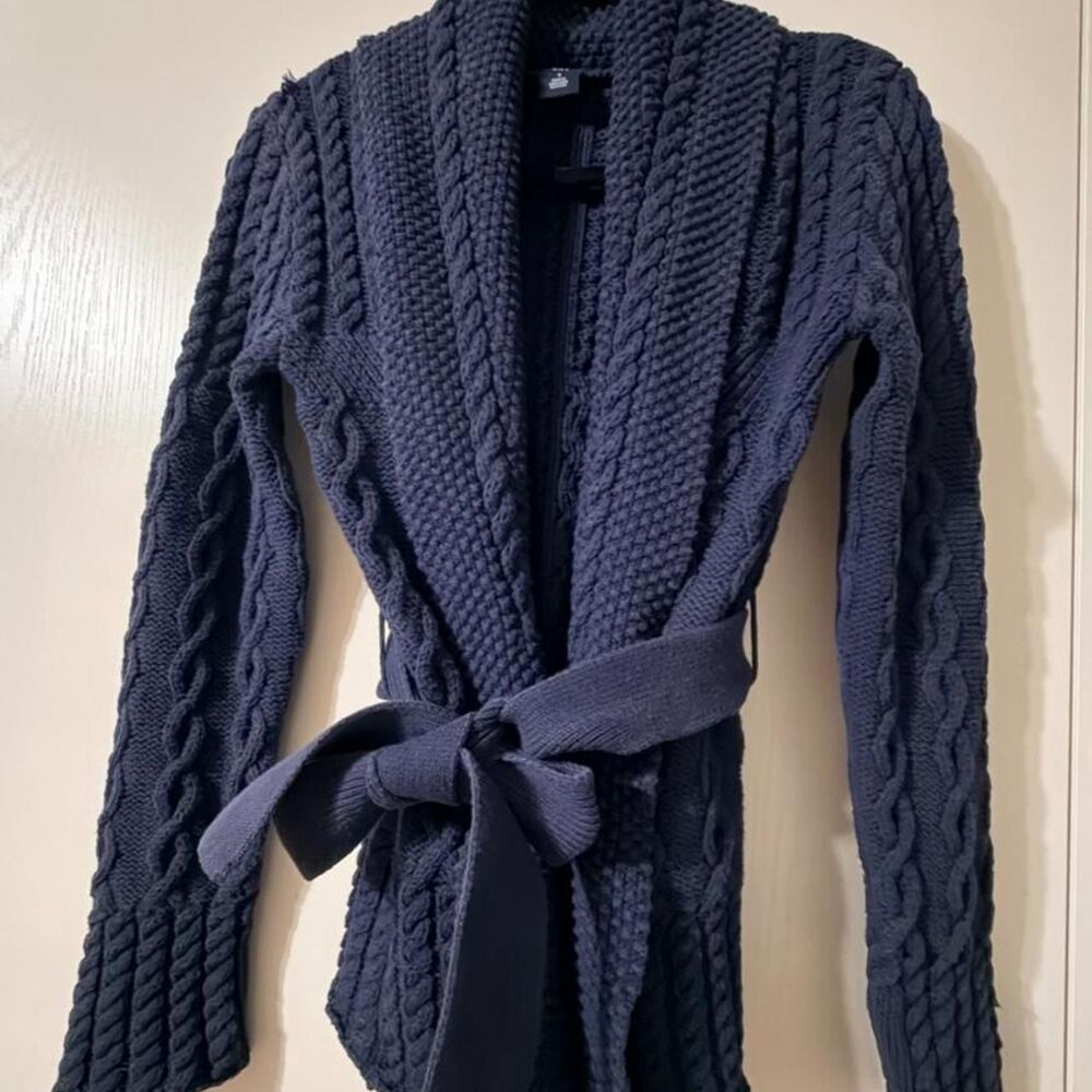 Vintage Gap Cable Knit Shawl Cardigan Sweater Navy S